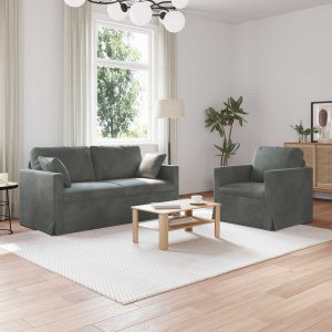 Kanapé 2 pcs sötétszürke