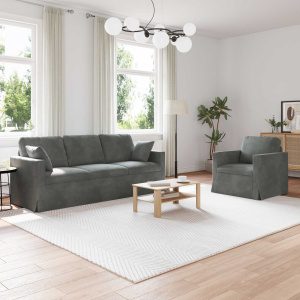 Kanapé 2 pcs sötétszürke