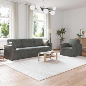 Kanapé 2 pcs sötétszürke 228 x 78 x 80 cm bársony