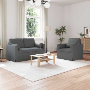 Kanapé 2 pcs sötétszürke fém