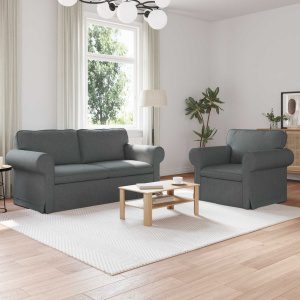 Kanapé 2 pcs sötétszürke fém