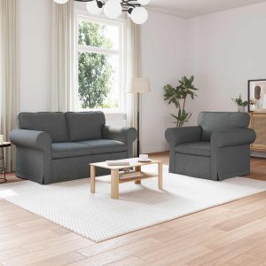Kanapé 2 pcs sötétszürke fém