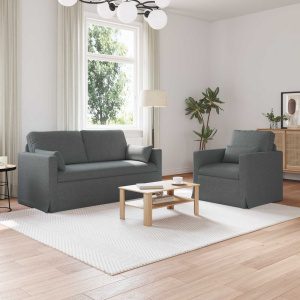 Kanapé 2 pcs sötétszürke fém