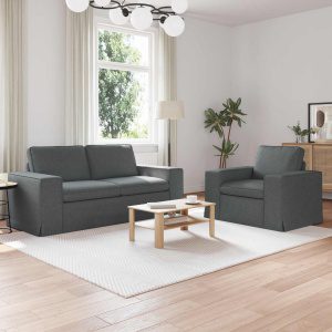 Kanapé 2 pcs sötétszürke fém