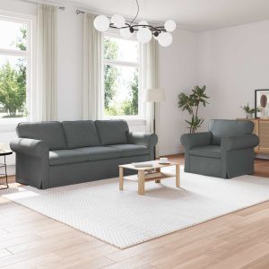 Kanapé 2 pcs sötétszürke fém