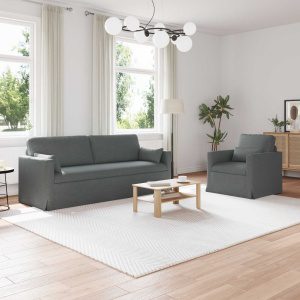 Kanapé 2 pcs sötétszürke fém