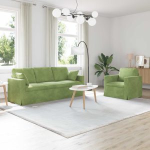 Kanapé 2 pcs világos zöld