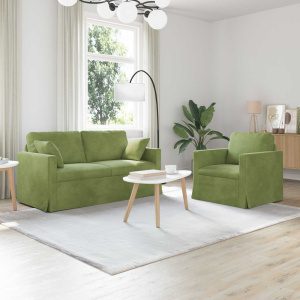 Kanapé 2 pcs világos zöld