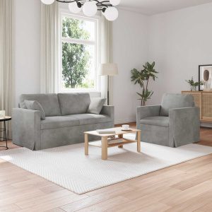 Kanapé 2 pcs világosszürke