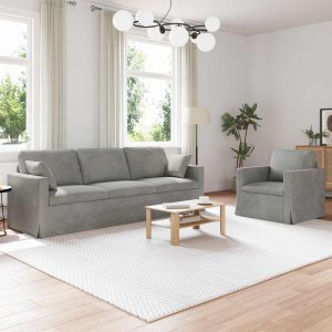 Kanapé 2 pcs világosszürke 228 x 78 x 80 cm bársony