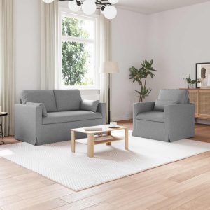 Kanapé 2 pcs világosszürke fém