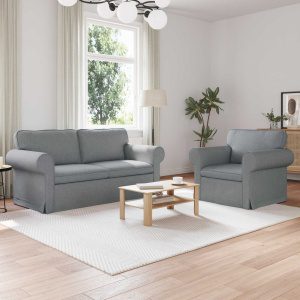 Kanapé 2 pcs világosszürke fém