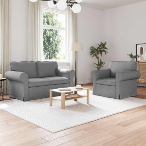 Kanapé 2 pcs világosszürke fém