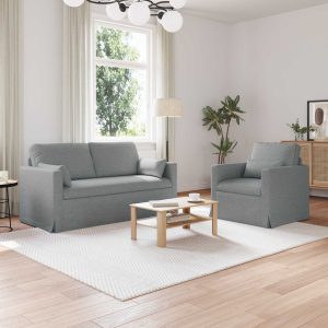 Kanapé 2 pcs világosszürke fém