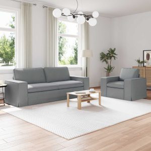 Kanapé 2 pcs világosszürke fém