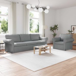Kanapé 2 pcs világosszürke fém
