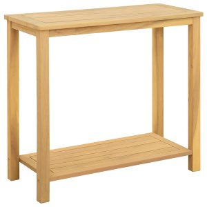 Kert oldalsó asztal világos akác 80 x 35 x 75 cm tömör akácfa
