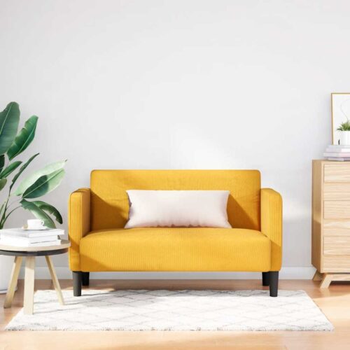 Világossárga kordbársony szövet loveseat kanapé 109 cm