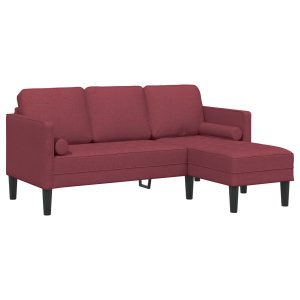 3-fős l-alakú kanapé bordó 160 cm szövet