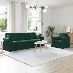 Kanapé 2 pcs sötétzöld 228 x 78 x 80 cm bársony