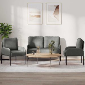 Ülőgarnitúrák 3 pcs sötétszürke 115 x 56 x 80 cm furnér