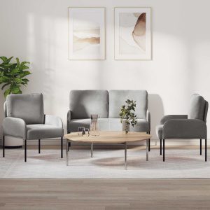 Ülőgarnitúrák 3 pcs világosszürke 115 x 56 x 80 cm furnér