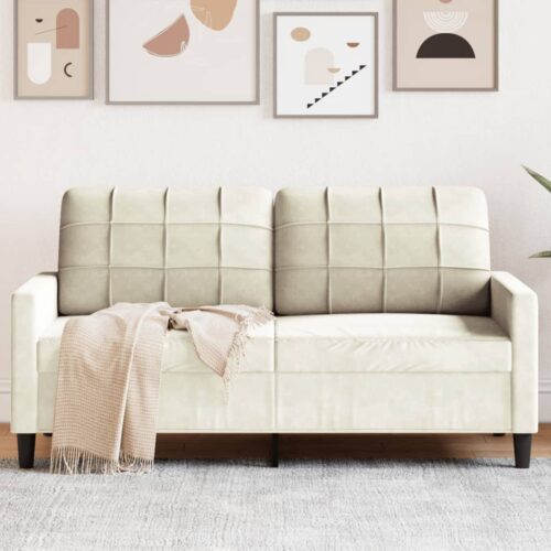 Kétszemélyes krémszínű bársony kanapé 140 cm