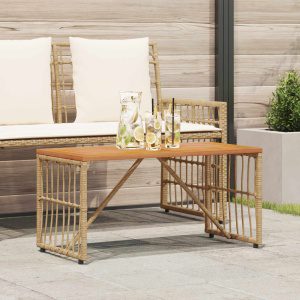Kültéri asztal természetes 80 x 40 x 40 cm acél és poli rattan