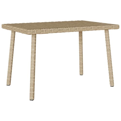 Téglalap bézs polyrattan kerti dohányzóasztal 60x40x37cm