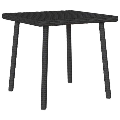 Téglalap fekete polyrattan kerti dohányzóasztal 40x40x37 cm
