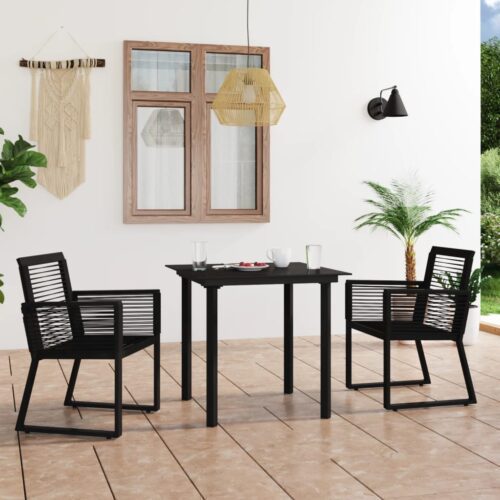 3 részes fekete pvc rattan kültéri étkezőgarnitúra