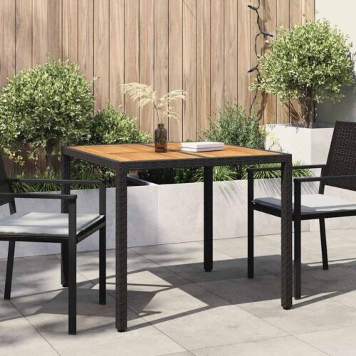 Kerti asztal fekete 90 x 90 x 75 cm polirattan