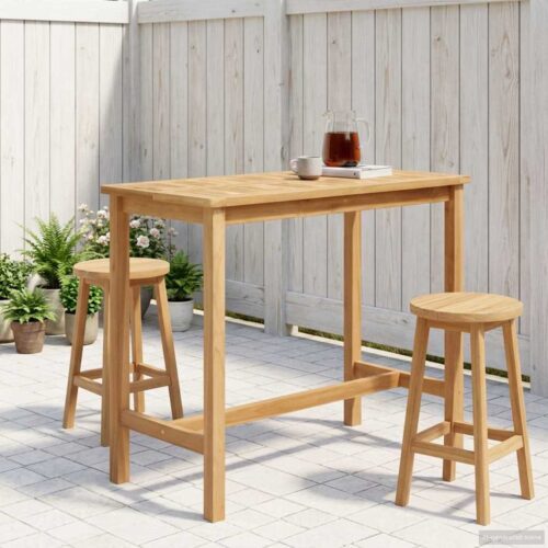 Bárasztal természetes 110 x 60 x 105 cm szilárd teak
