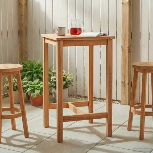 Bárasztal természetes 60 x 60 x 105 cm szilárd teak