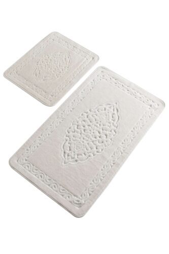 Elegáns Ecru Pamut Fürdőszobaszőnyeg Szett - 2 db (50x60cm + 60x100cm)
