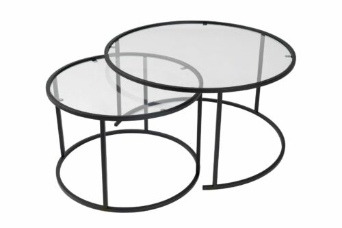 Hanah Home Coffee Table Set Black Black-Transparent-80-60