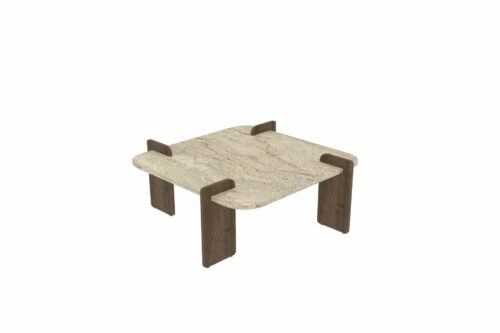 Hanah Home Coffee Table Travertine Walnut Afrolli - Travertine