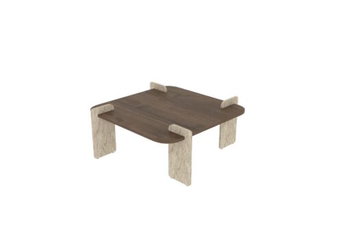 Hanah Home Coffee Table Walnut Travertine Afrolli - Walnut