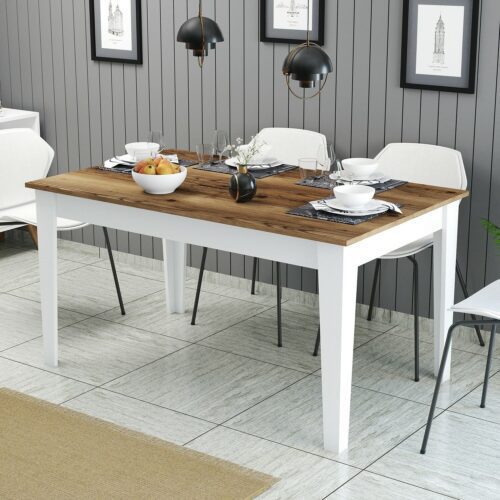 Hanah Home Dining Table Walnut White Milan 520 - Walnut