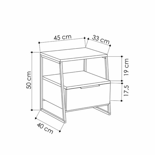 Hanah Home Éjjeliszekrény Tölgy Fekete Pal - Tölgy v2 - Image 2