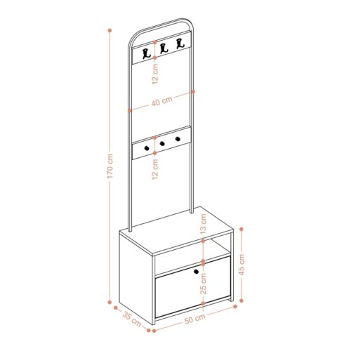 Hanah Home Hall Stand White Black Tina - Image 2