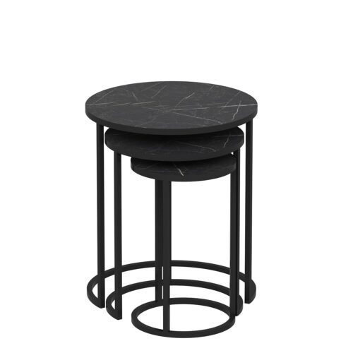 Hanah Home Nesting asztal szett (3 darab) Fekete Gloria - Fekete