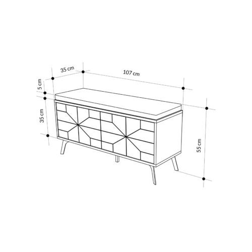 Hanah Home Shoe Cabinet Hitit Dune Bench - Hitit - Image 2
