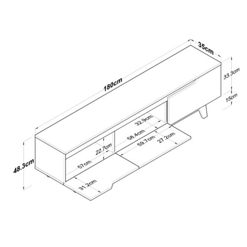 Hanah Home TV Stand White Walnut D1 - 2472 - Image 2