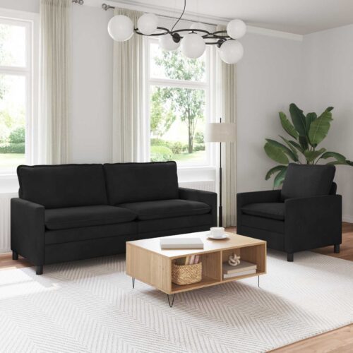 Kanapé szett 2 pcs fekete bársony