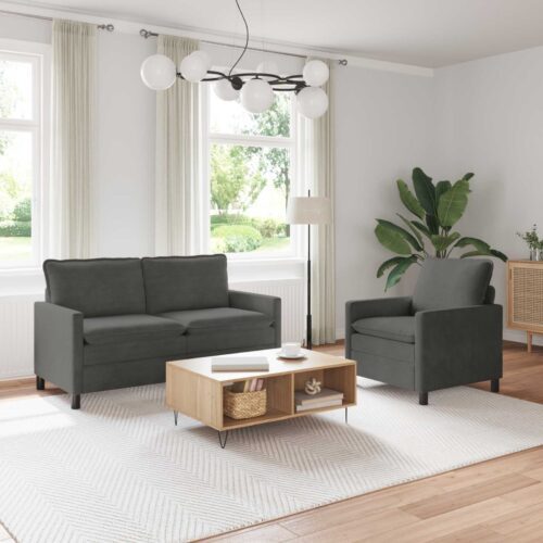 Kanapé szett 2 pcs sötétszürke szövet
