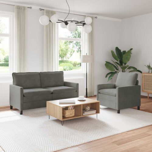 Kanapé szett 2 pcs világosszürke szövet