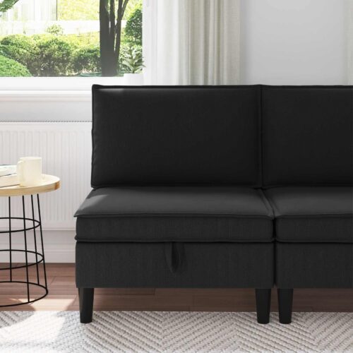 Középső sofa tárolóval fekete bársony