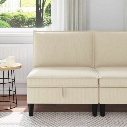 Középső sofa tárolóval krémszínű bársony