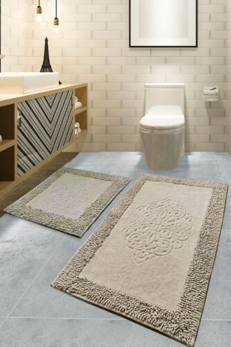 L'essentiel Maison Bathmat Set (2 Pieces) Multicolor Piante - Beige